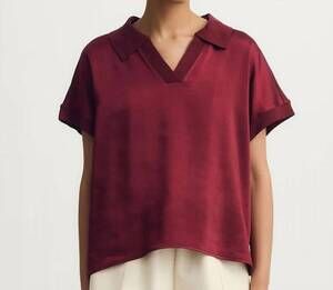 NEW MELISSA NEPTON jill v-neck top in red